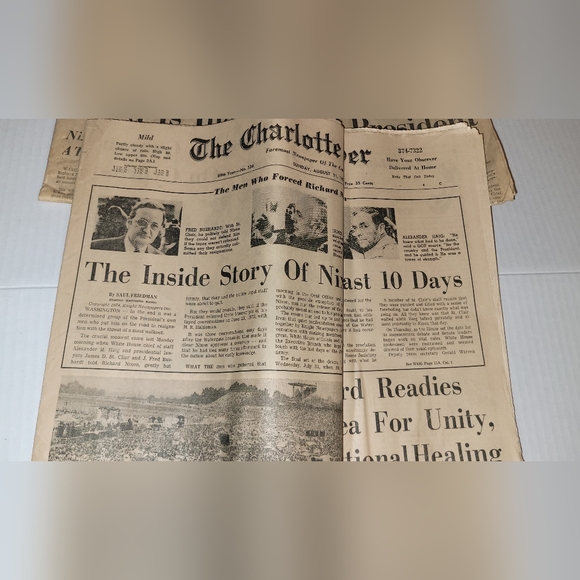 LOT OF 7 VINTAGE 1973 CHARLOTTE OBSERVER NEWPAPERS PRES NIXON WATERGATE SCANDAL - Picture 4 of 8